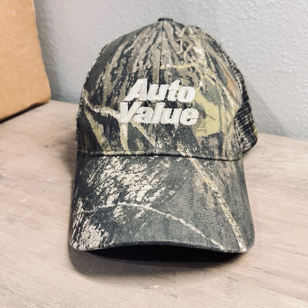 Auto Value Camo Trucker Hat Snapback Mesh Cap Rambow Embroidered Logo